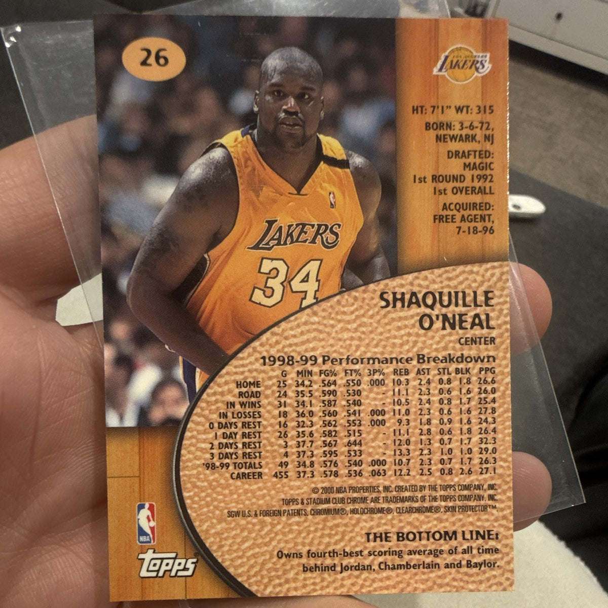Topps Shaquille O'Neal Stadium Club Chrome 1998-99 #26 LA Lakers1