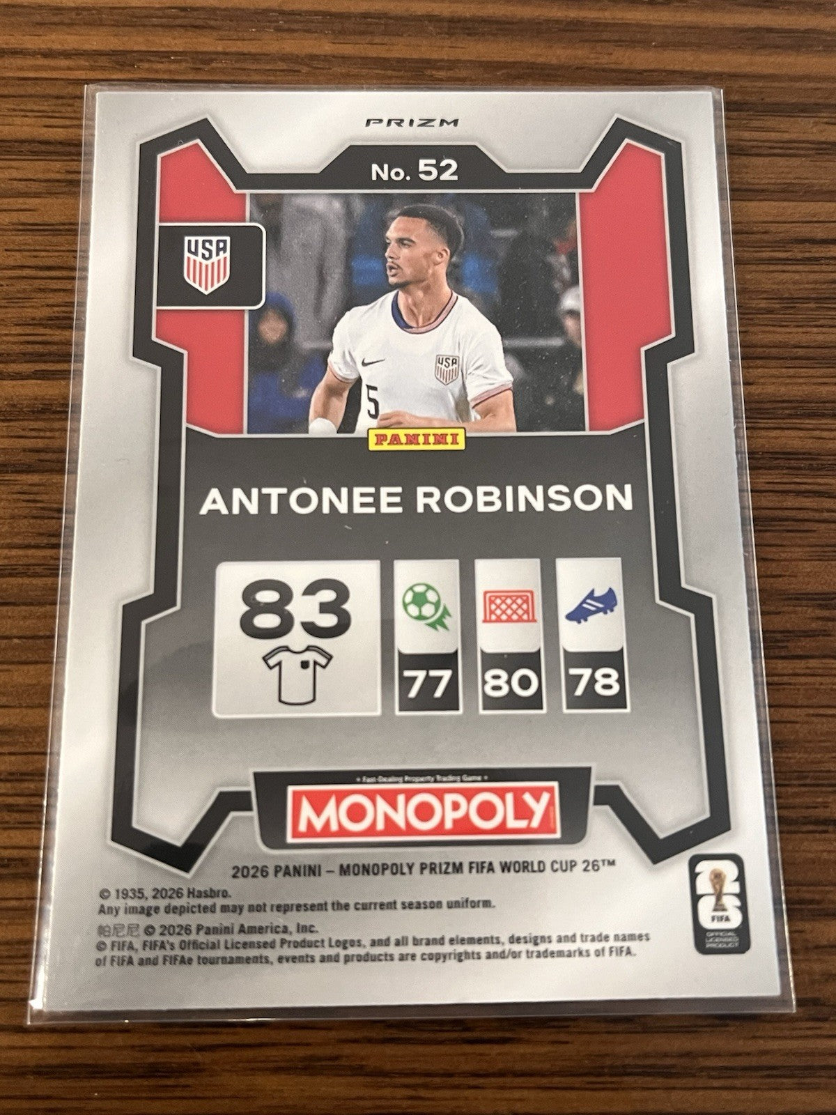 Panini Monopoly Prizm FIFA World Cup Parallel Antonee Robinson No.52 USA2