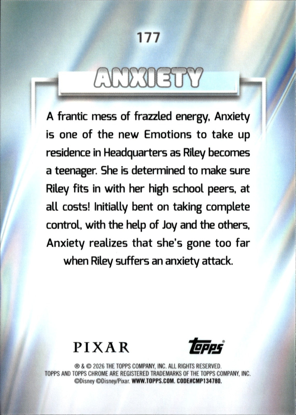Anxiety Base Topps Chrome Disney   X Fractor 177 NM1