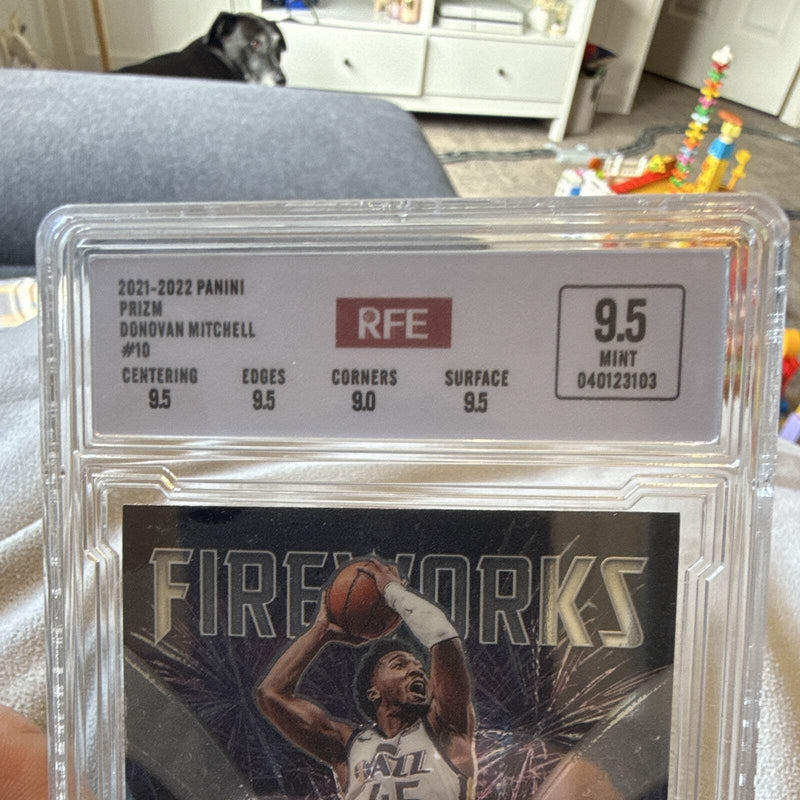 2021 22 Panini Prizm Fireworks #10 Donovan Mitchell Utah Jazz RFE 9.51