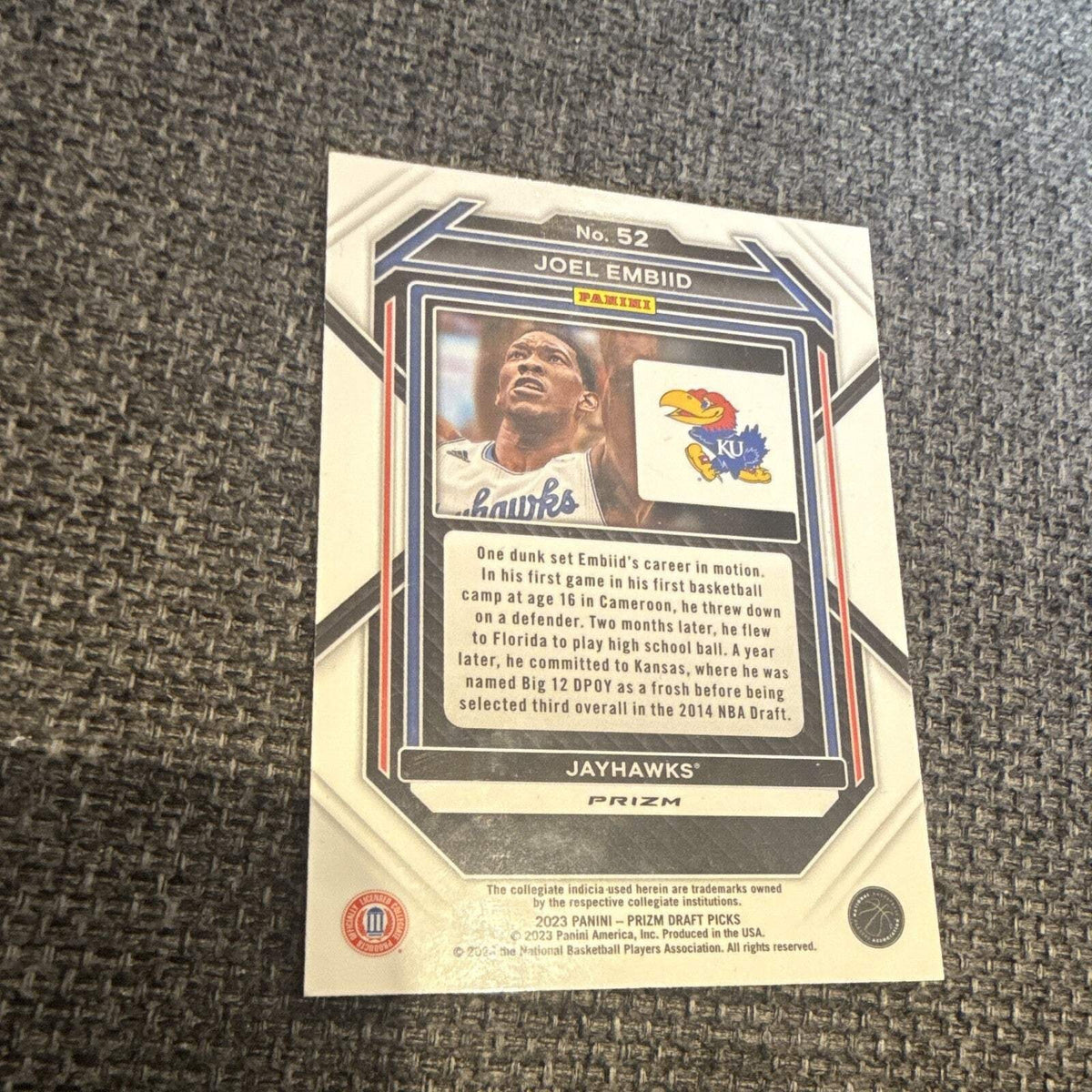 Panini 2023 Prizm Draft Picks Joel Embiid Pink Prizm Kansas Jayhawks 522