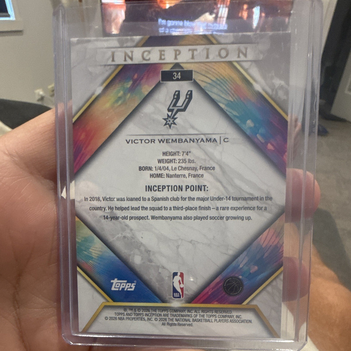 Topps Inception Victor Wembanyama Sports Trading Card 34 Spurs NBA 20261