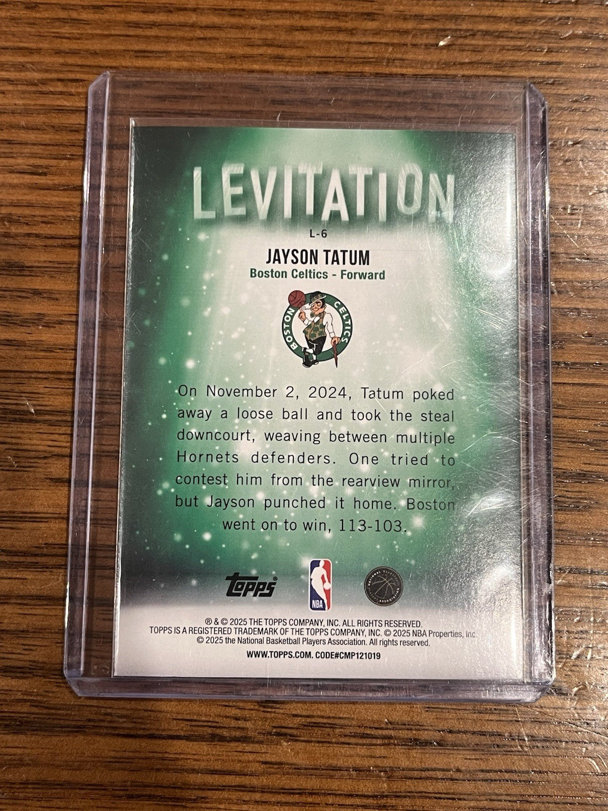 Topps Jayson Tatum Levitation Insert L 6 Boston Celtics Basketball Card2