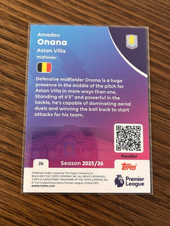 Amadou Onana Parallel Topps Premier League 2025/26 #26 Aston Villa2