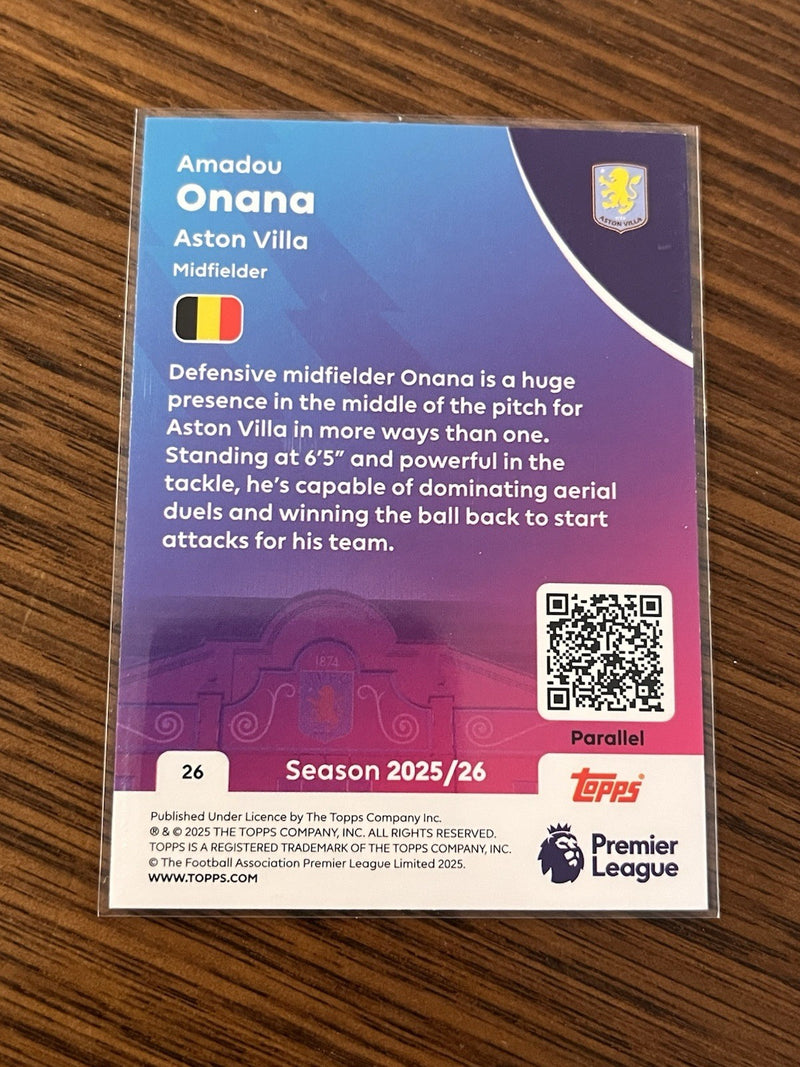 Amadou Onana Parallel Topps Premier League 2025/26 #26 Aston Villa2