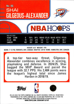 Shai Gilgeous Alexander Base Hoops 86 NM1