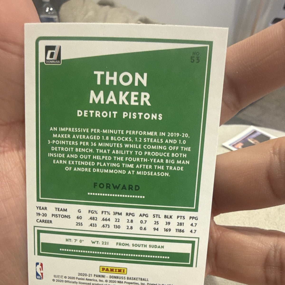 Panini Donruss Thon Maker Base Set 2020 21 Detroit Pistons #53 NBA2