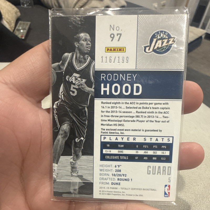 Panini Totally Certified 2014 15 Rodney Hood Utah Jazz RC Jersey #97 116/1992