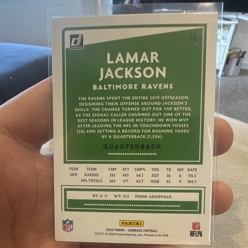 Panini Donruss Football 2020 Lamar Jackson Base Baltimore Ravens #331