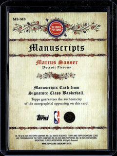 Marcus Sasser Manuscripts Blue Refractor Topps Signature Class    MS MS NM1