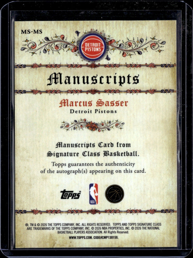 Marcus Sasser Manuscripts Blue Refractor Topps Signature Class    MS MS NM1