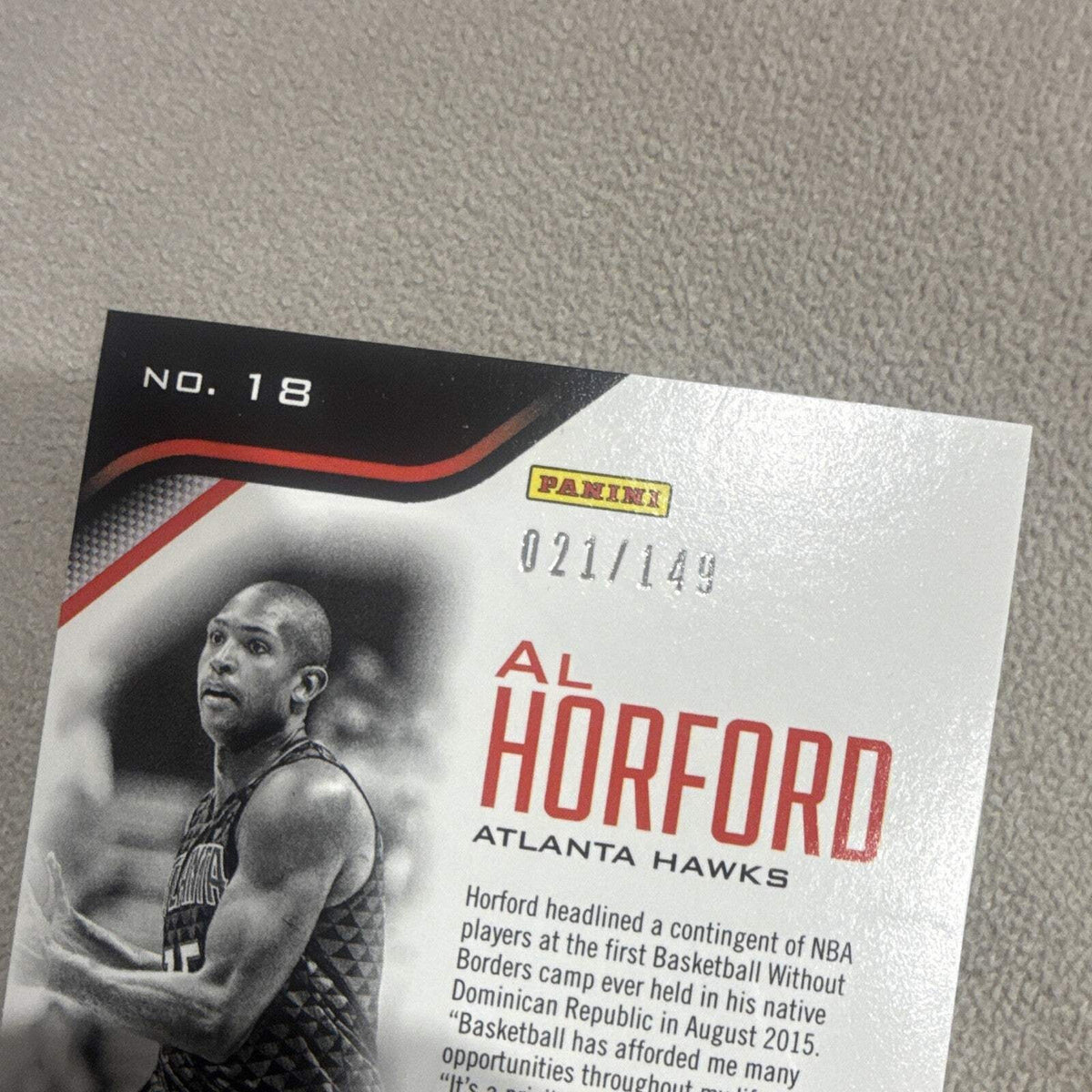 Panini Totally Certified Al Horford Atlanta Hawks #18 021/149 (2015 16)2