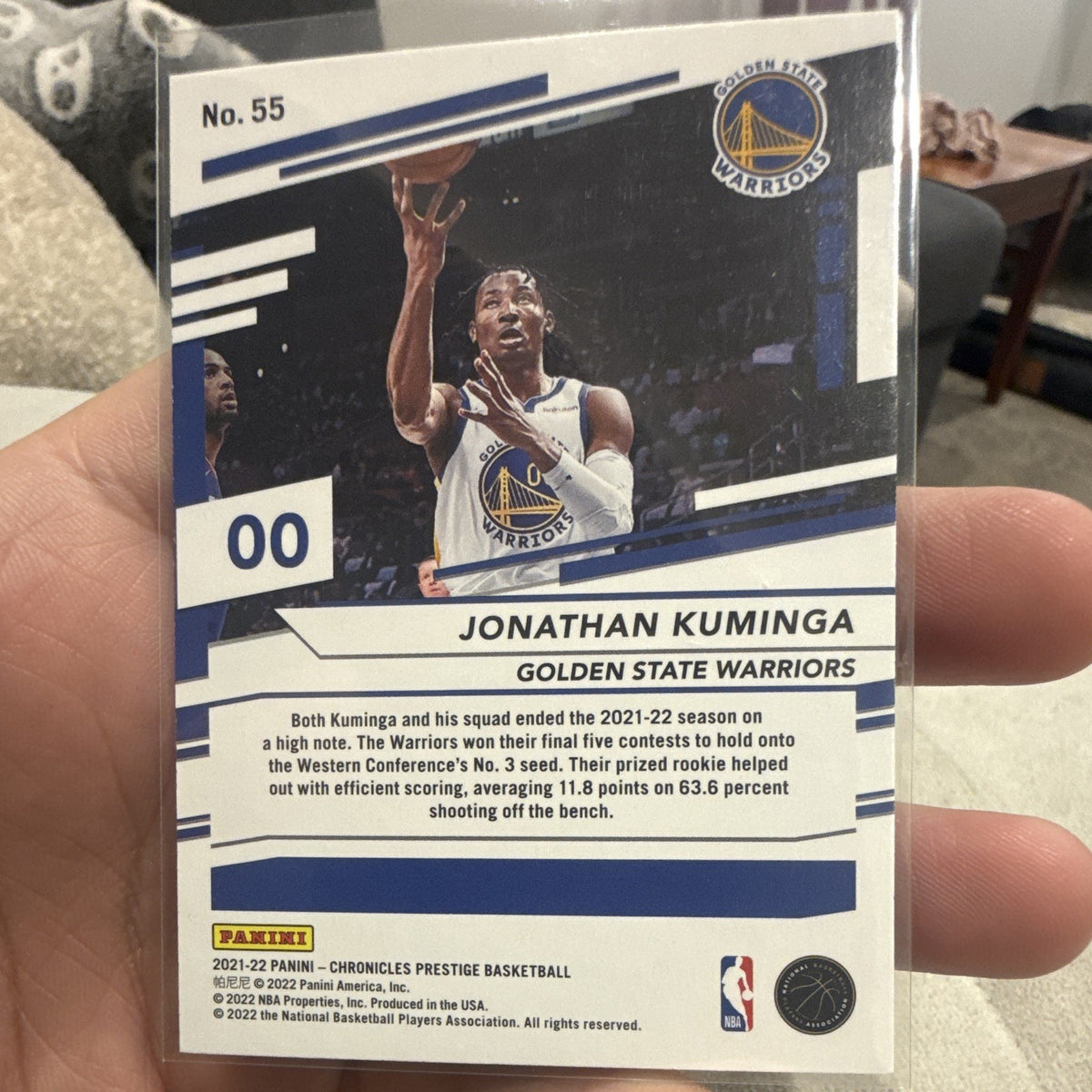 Panini 2021 22 Chronicles Prestige Basketball Jonathan Kuminga RC 55 Warriors1