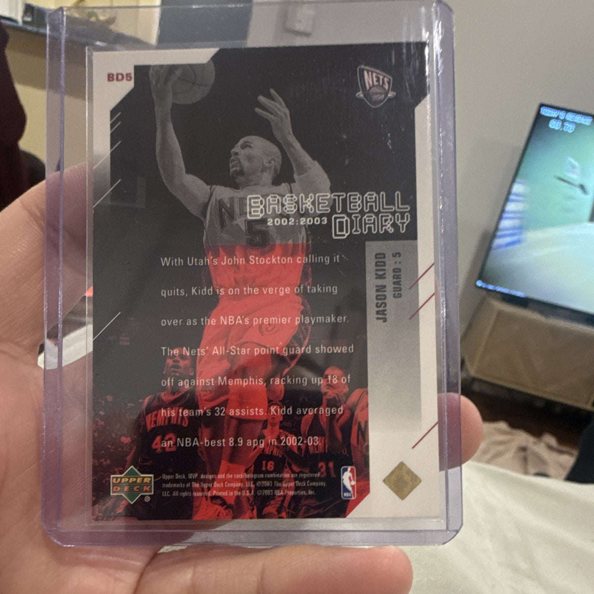 Upper Deck MVP Basketball Diary BD5 Jason Kidd New Jersey Nets 2002 03 Insert1
