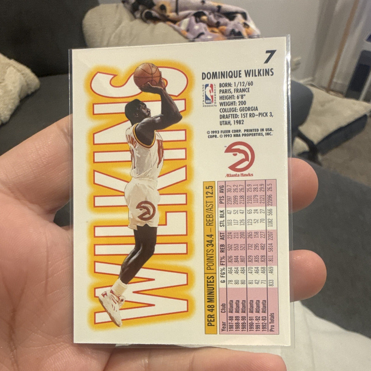 Fleer 1993 94 Base Set #7 Dominique Wilkins Atlanta Hawks NBA Basketball Card1