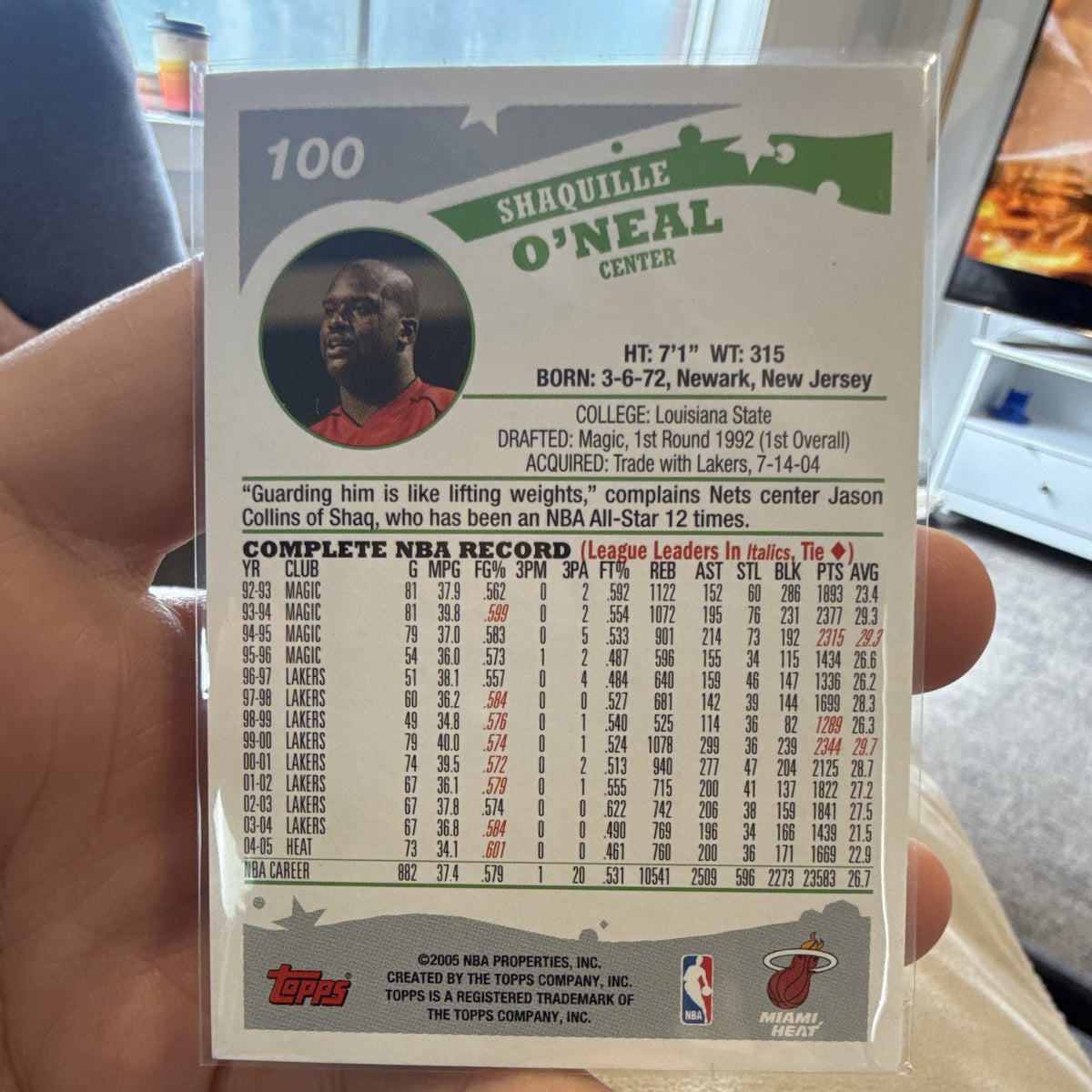 Topps Shaquille O'Neal Base Set 2005-06 Topps Miami Heat #1001