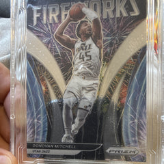 2021-22 Panini Prizm Fireworks #10 Donovan Mitchell Utah Jazz RFE 9.52