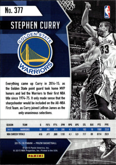 Stephen Curry Base Panini Prizm 377 NM1