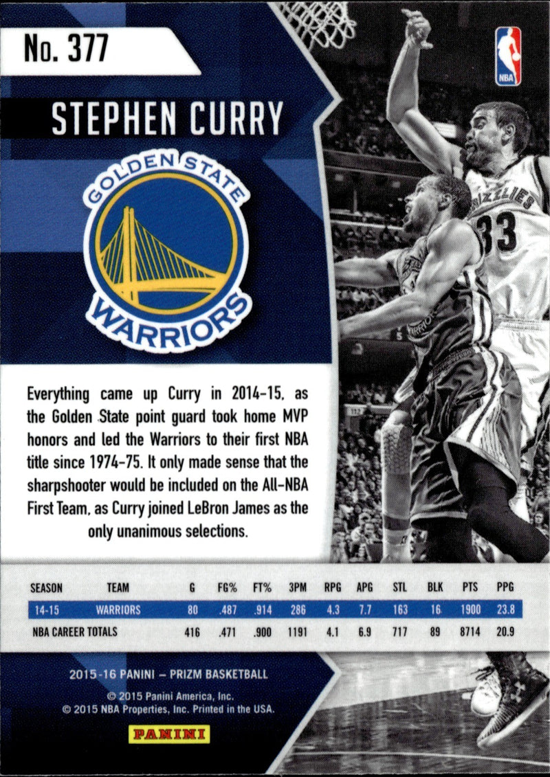 Stephen Curry Base Panini Prizm 377 NM1
