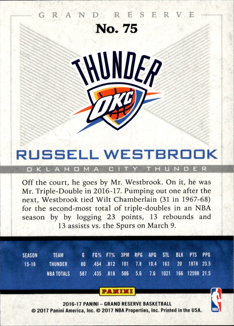 Russell Westbrook Base Panini Grand Reserve 75 NM1