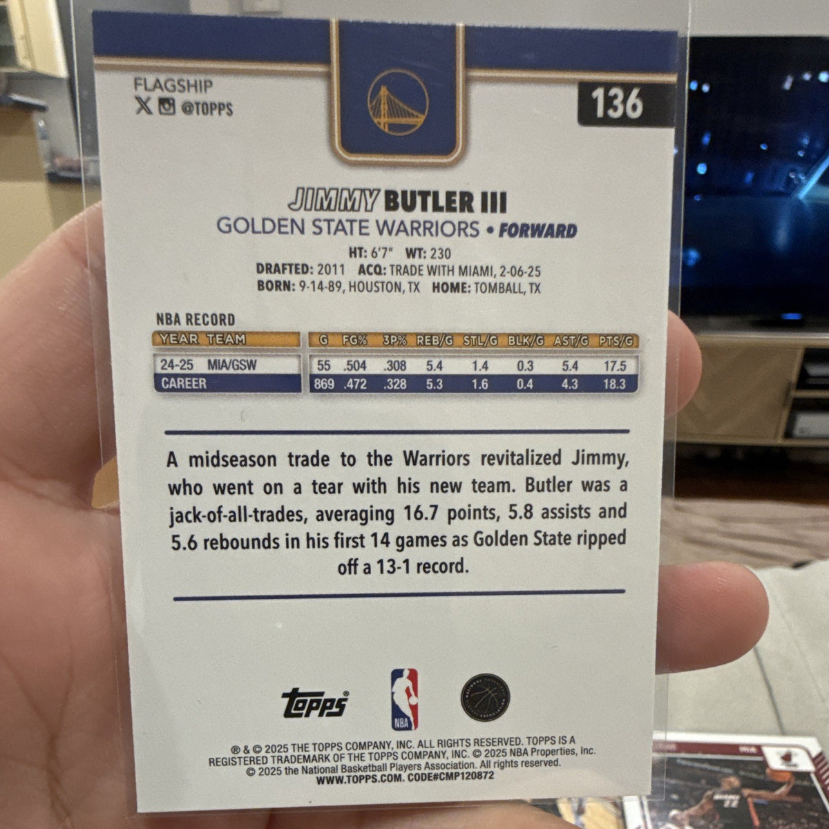 Jimmy Butler III Rookie Topps Flagship NBA 2024 25 Golden State Warriors 1361