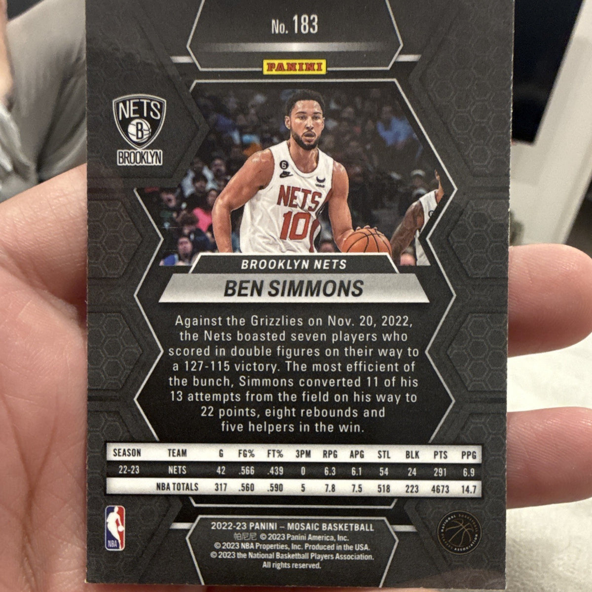 Panini 2022-23 Mosaic Basketball Ben Simmons Base Brooklyn Nets #1831