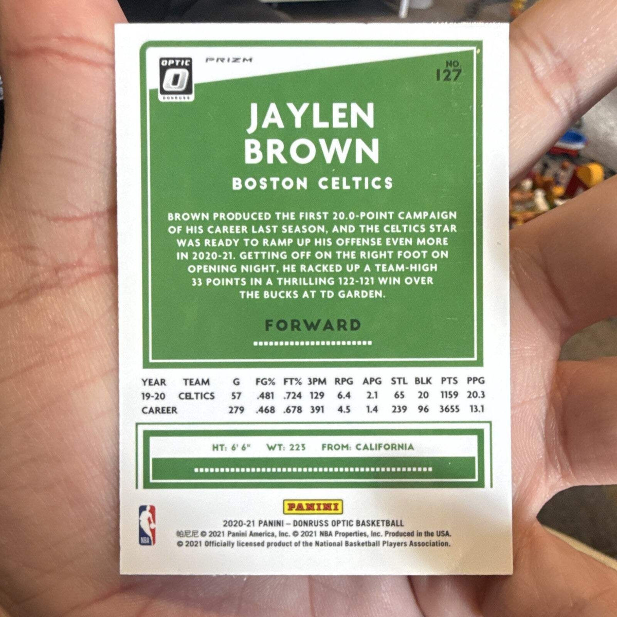 Panini Donruss Optic Jaylen Brown Prizm Boston Celtics 127 Basketball Card2