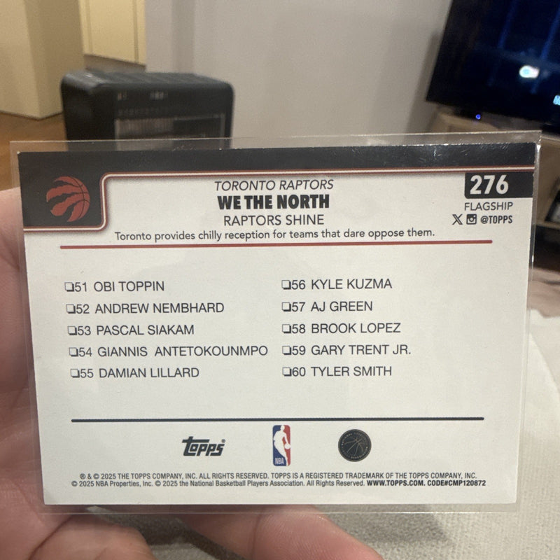 Topps 2025 NBA Toronto Raptors We The North Raptors Shine #276 Flagship1