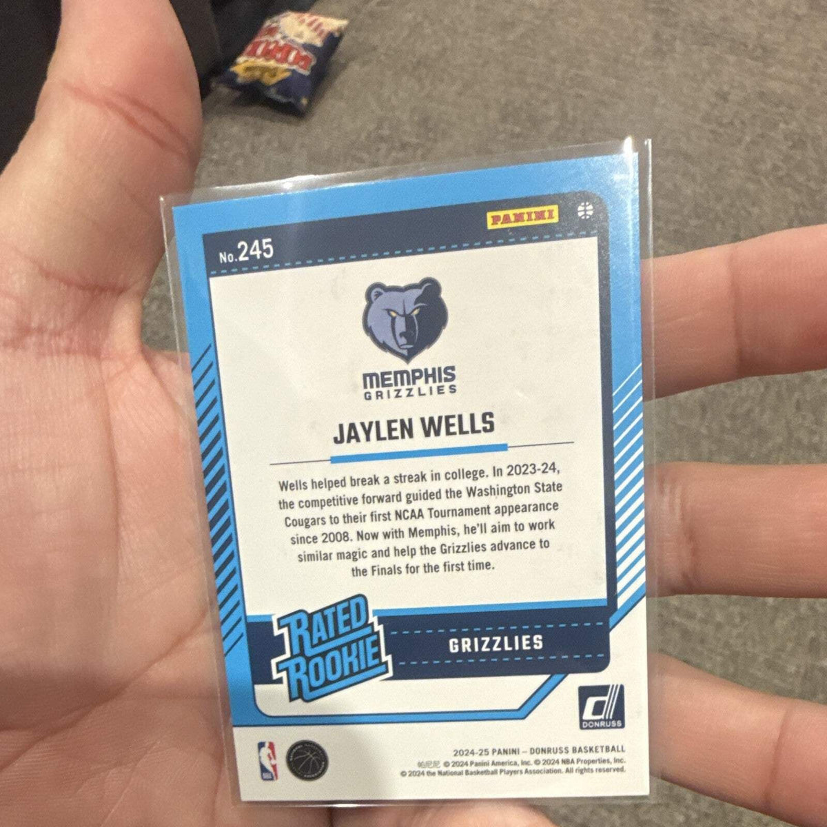 Panini Donruss Rated Rookie Jaylen Wells Red /125 #245 Memphis Grizzlies2