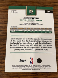 Topps Chrome Jayson Tatum Base Boston Celtics #49 2025 Basketball Card2