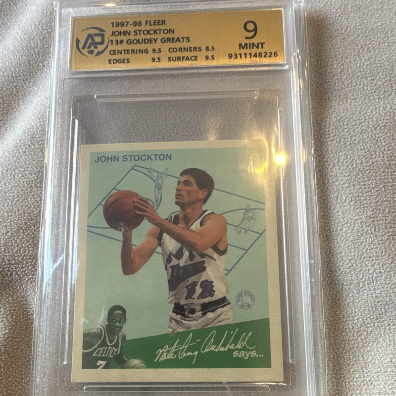 Fleer 1997 98 John Stockton Goudey Greats Insert #13 AiGrading 9 Mint0