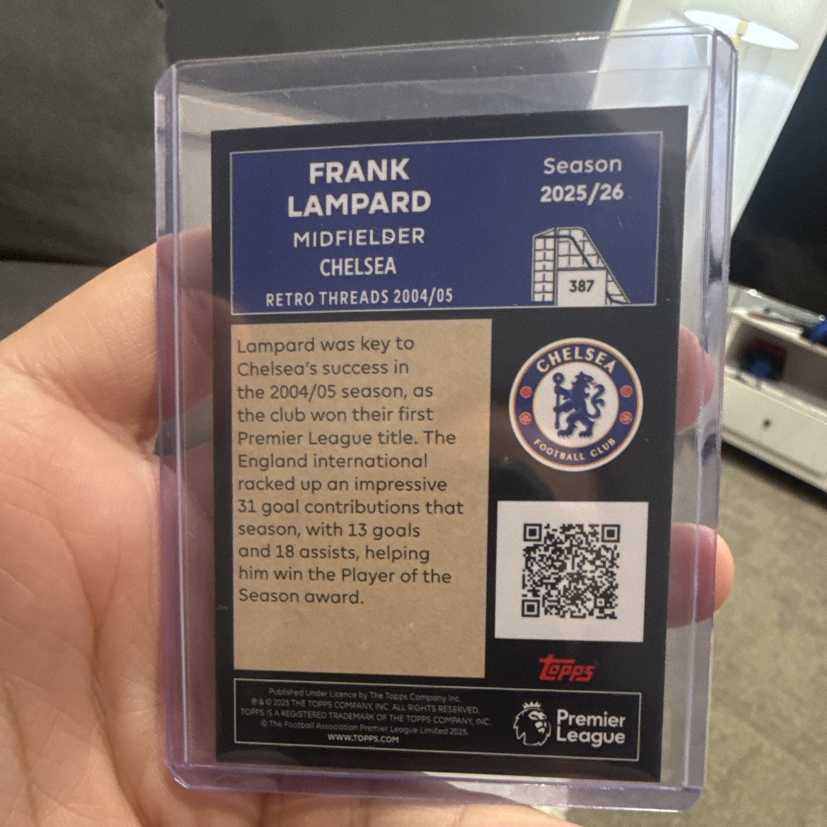 Topps Premier League Retro Threads 2004/05 Frank Lampard Chelsea #3871