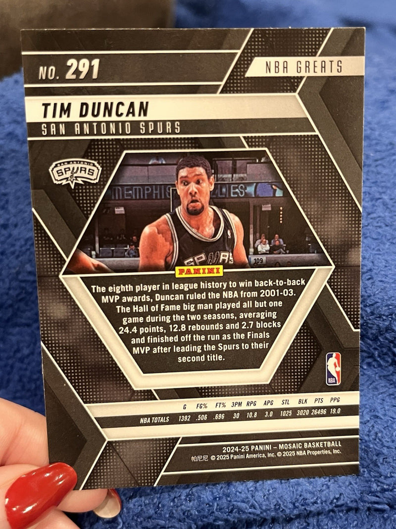 Panini Mosaic 2024 25 Tim Duncan NBA Greats Insert San Antonio Spurs 2912
