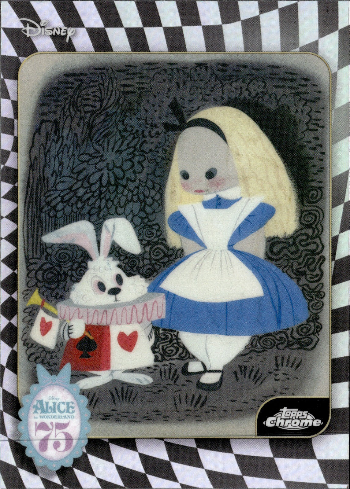 Alice and the White Rabbit Base Topps Chrome Disney   Alice In Wonderland 75th A0