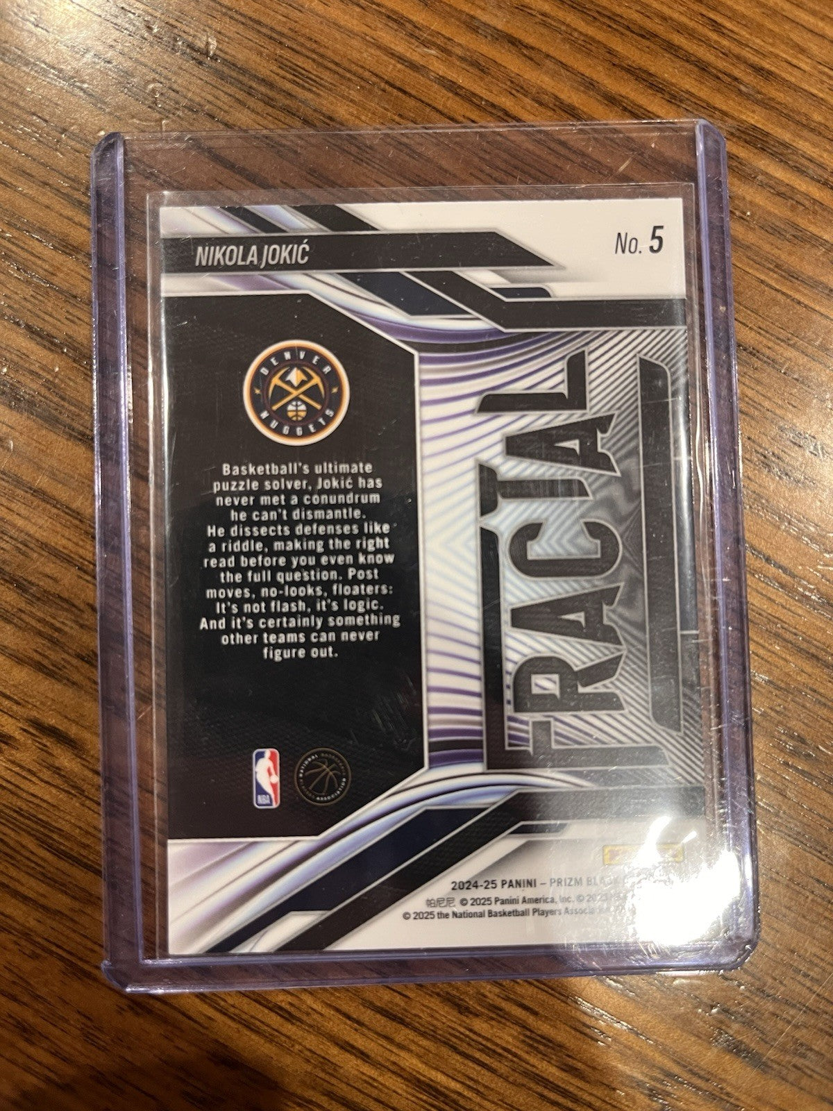 Panini 2024 25 Prizm Black Fractal Insert Nikola Jokic Denver Nuggets No. 52