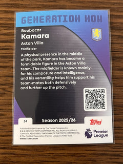 Topps Boubacar Kamara Generation Now #34 Topps Premier League 2025/262