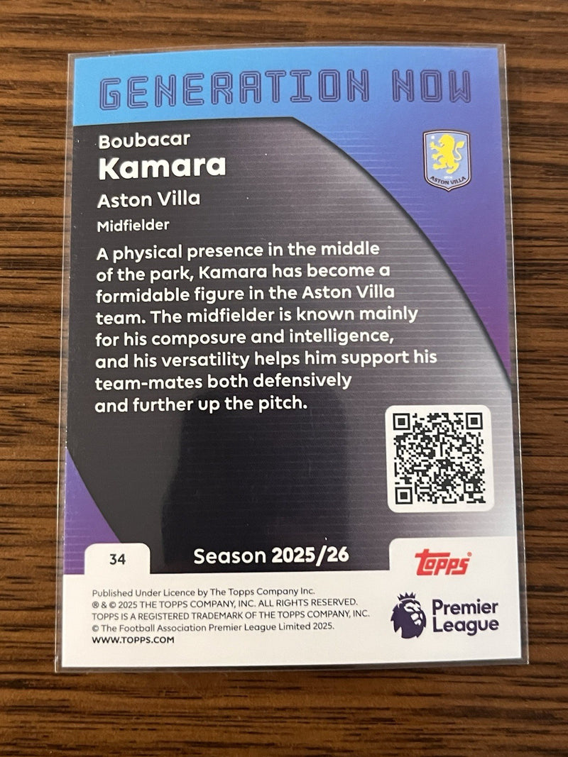 Topps Boubacar Kamara Generation Now #34 Topps Premier League 2025/262