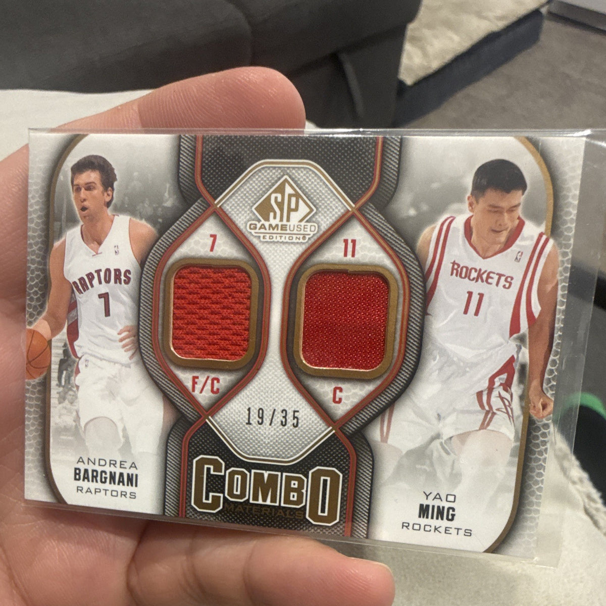 Upper Deck 2009 10 SP Game Used Combo Materials CM BM Bargnani/Yao Ming 19/350
