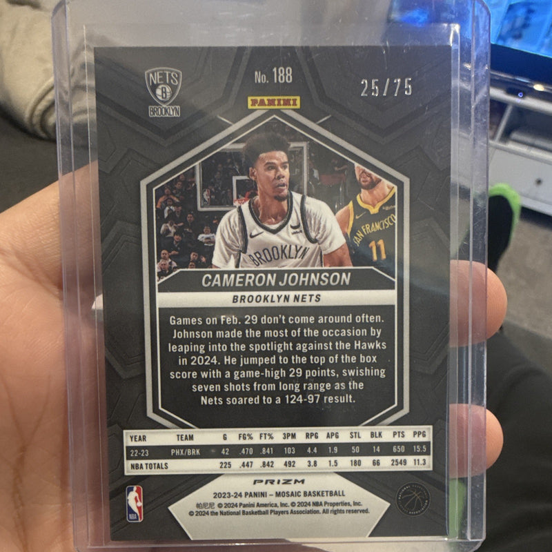 Panini Mosaic Cameron Johnson Brooklyn Nets #188 Red Prizm 25/75 2023 243