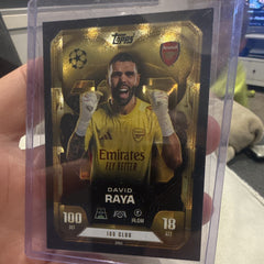 Topps Match Attax David Raya 100 Club Insert Arsenal FC 280 Soccer Card0