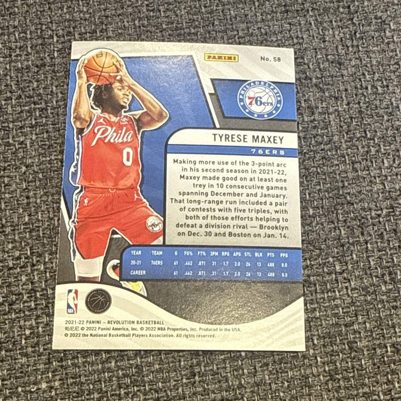 Panini 2021 22 Revolution Basketball Tyrese Maxey Philadelphia 76ers #58 Insert2