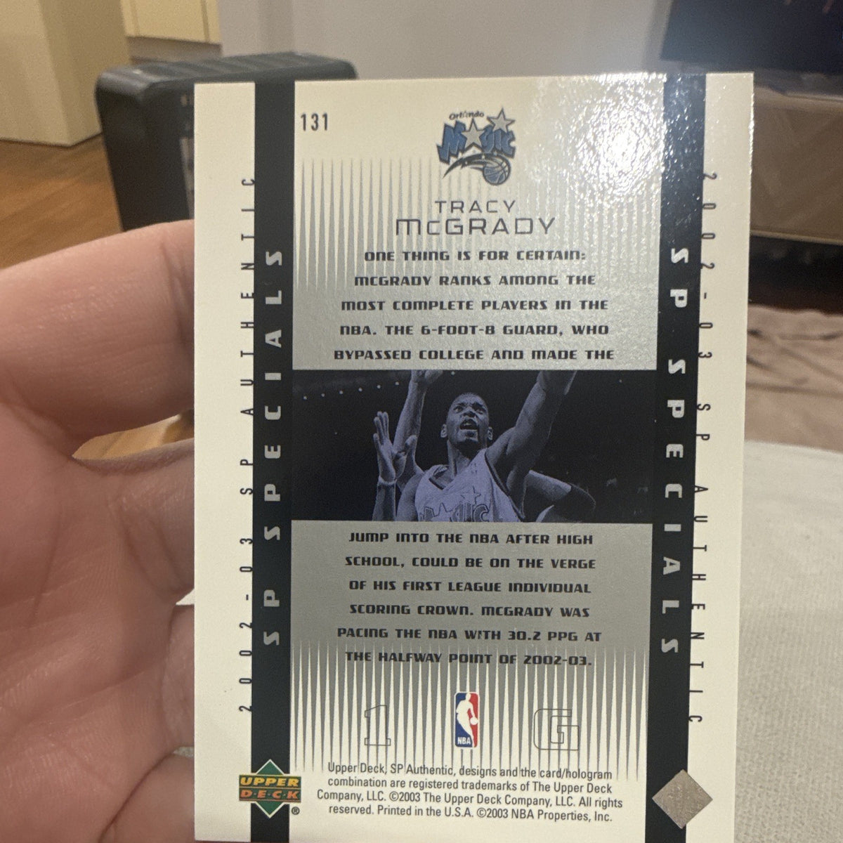 Upper Deck 2002 03 SP Authentic Tracy McGrady Orlando Magic Insert #131 /20001