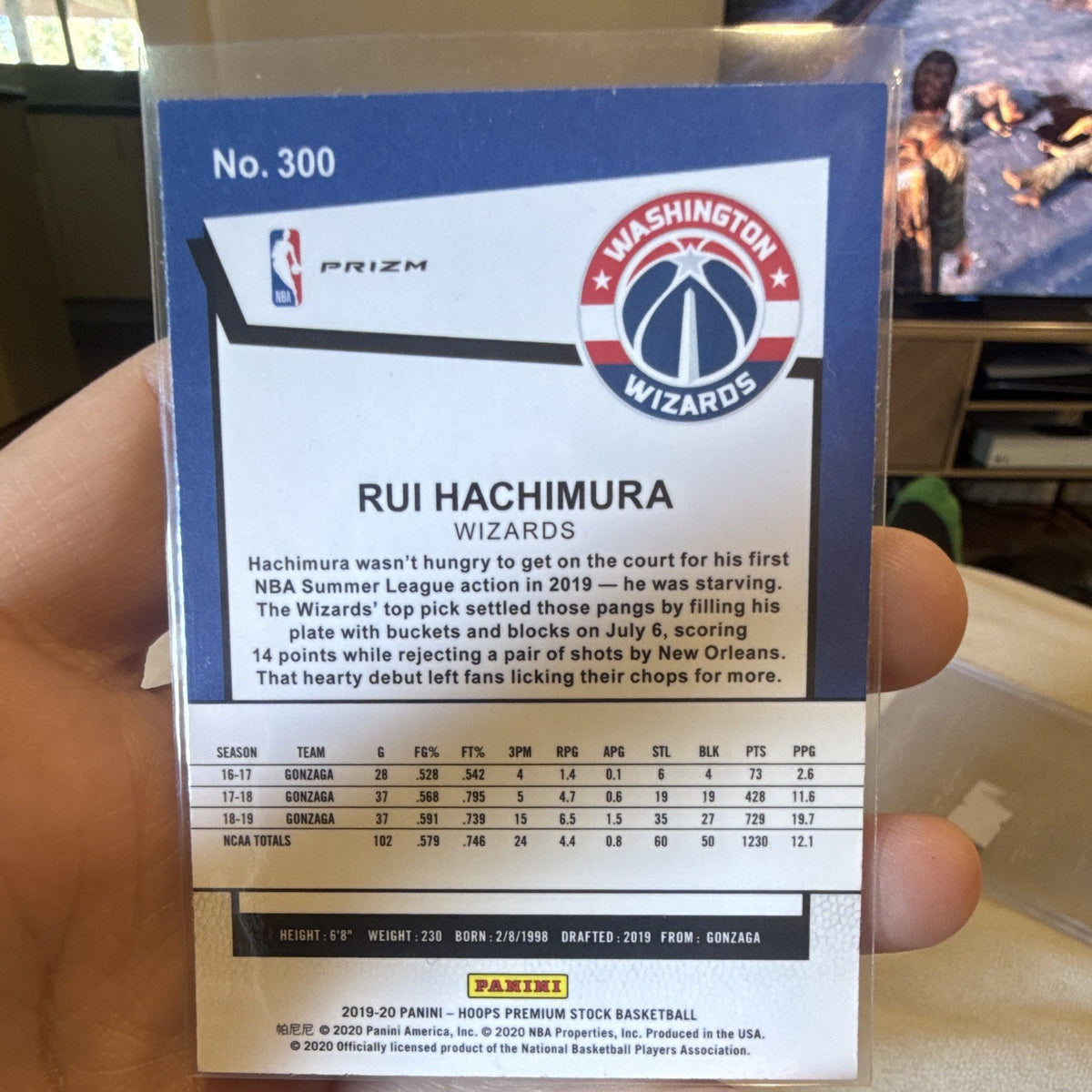 Panini 2019 20 Hoops Premium Stock Rui Hachimura Tribute Prizm RC #3001