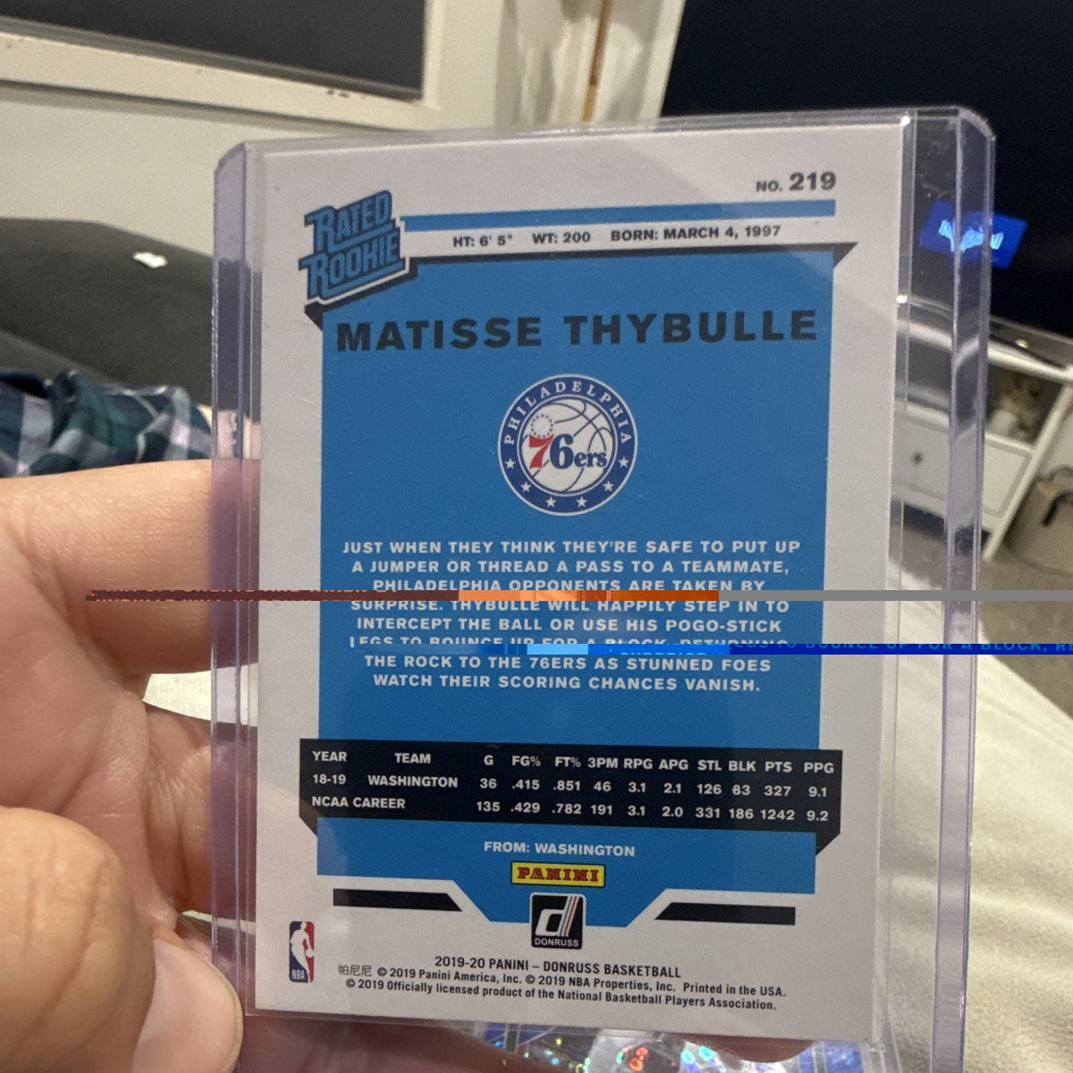 Panini 2019-20 Donruss Rated Rookie Matisse Thybulle 76ers #2191