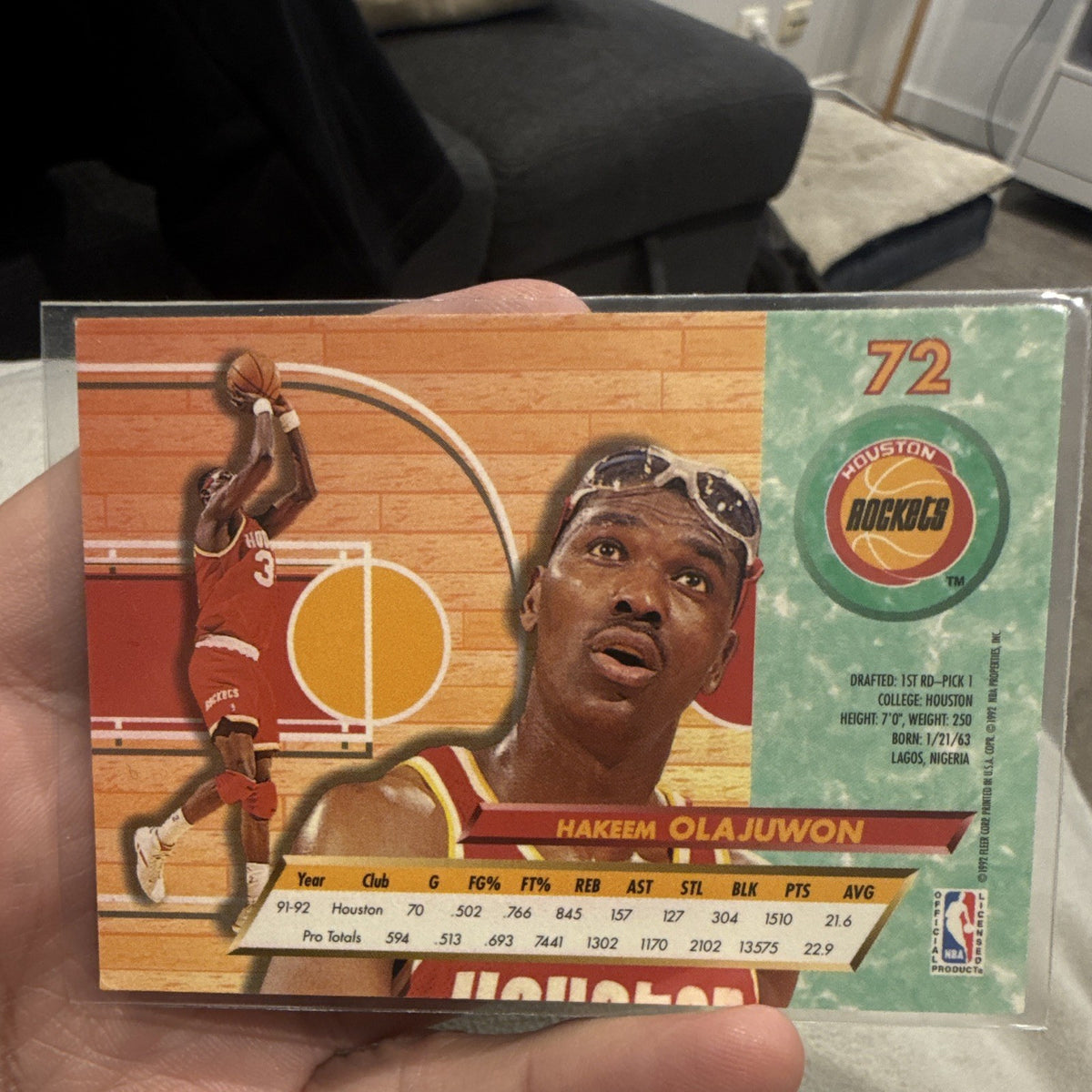 Hakeem Olajuwon 1992 93 Fleer Ultra Base Set #72 Houston Rockets1