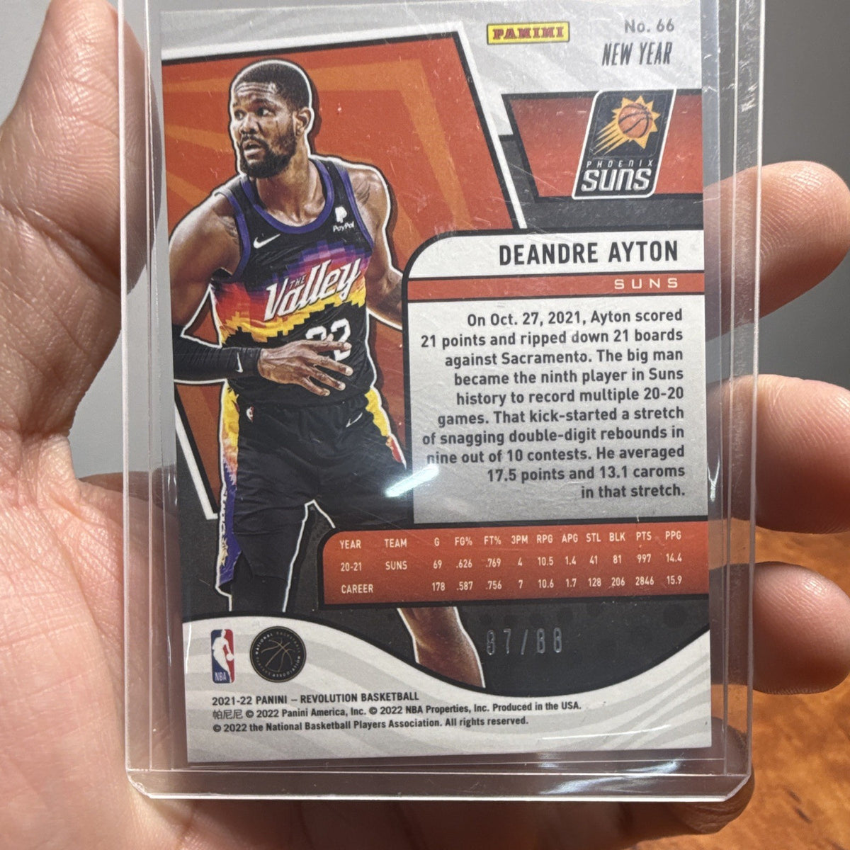 Panini Revolution 2021-22 New Year Deandre Ayton Phoenix Suns #66 87/882