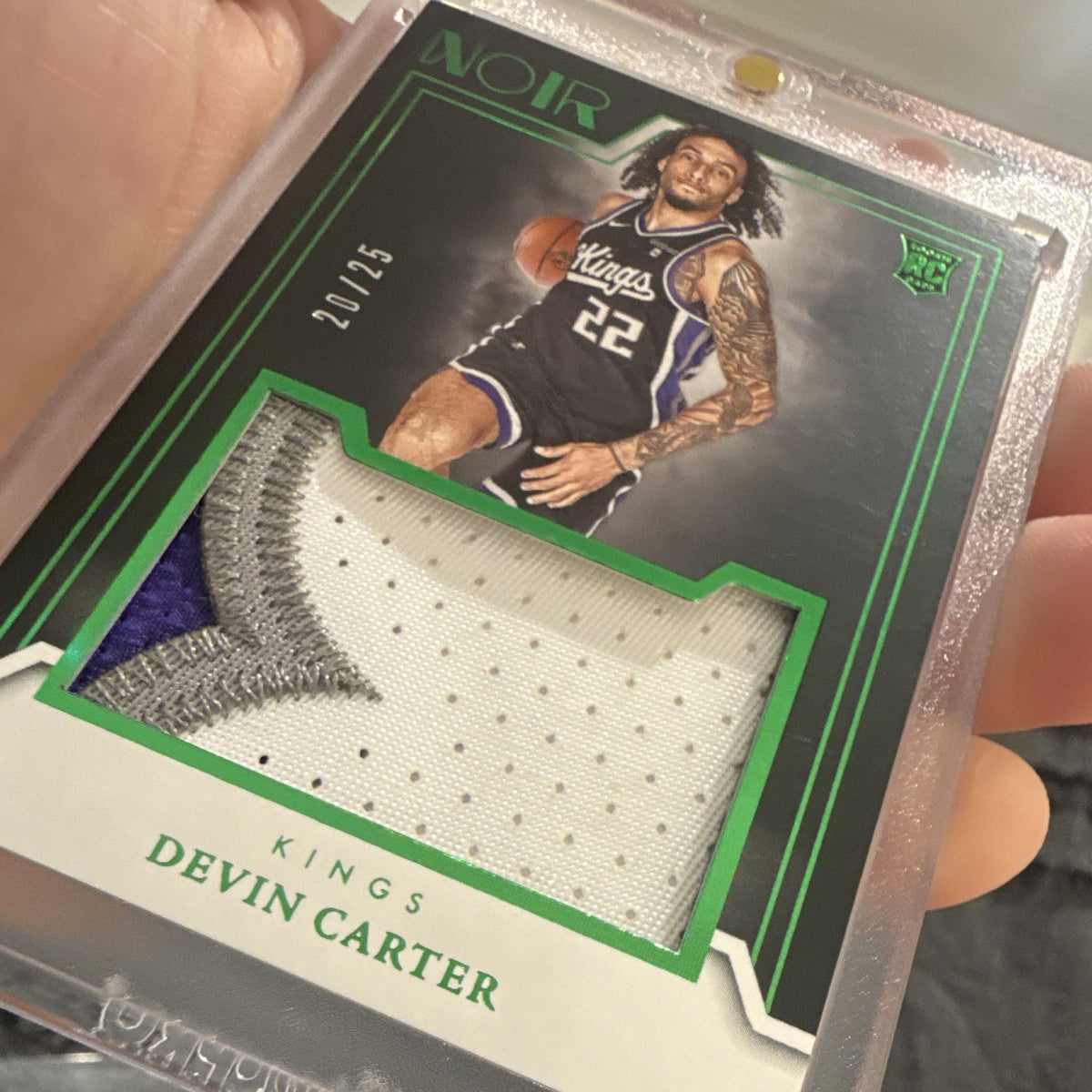 Panini Noir Devin Carter RC Jersey Memorabilia Sacramento Kings RJM DEV 20/253