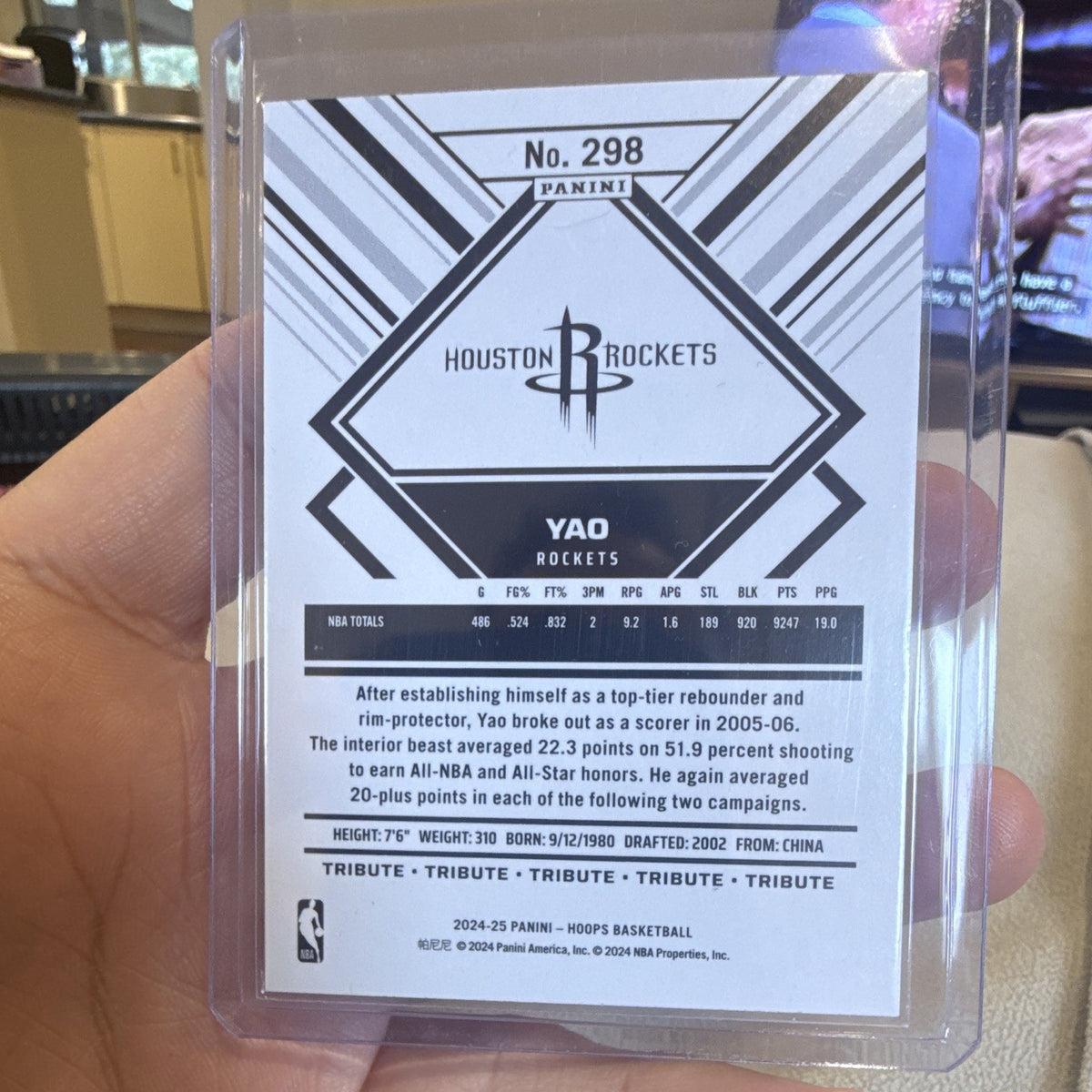 Panini 2024 25 Hoops Tribute Yao Ming Houston Rockets #298 Insert1