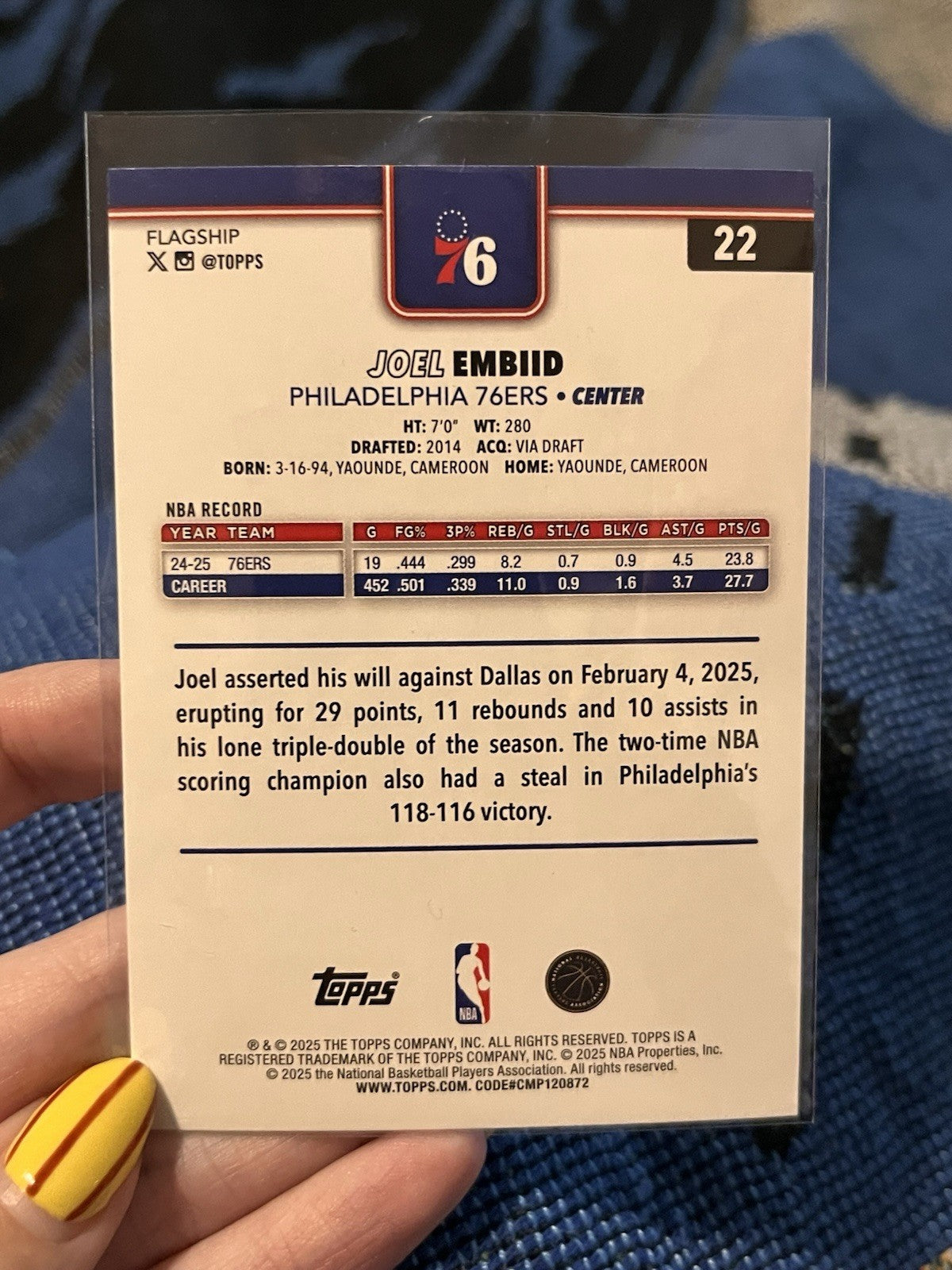 Topps Flagship 2024 25 Joel Embiid Base #22 Philadelphia 76ers2