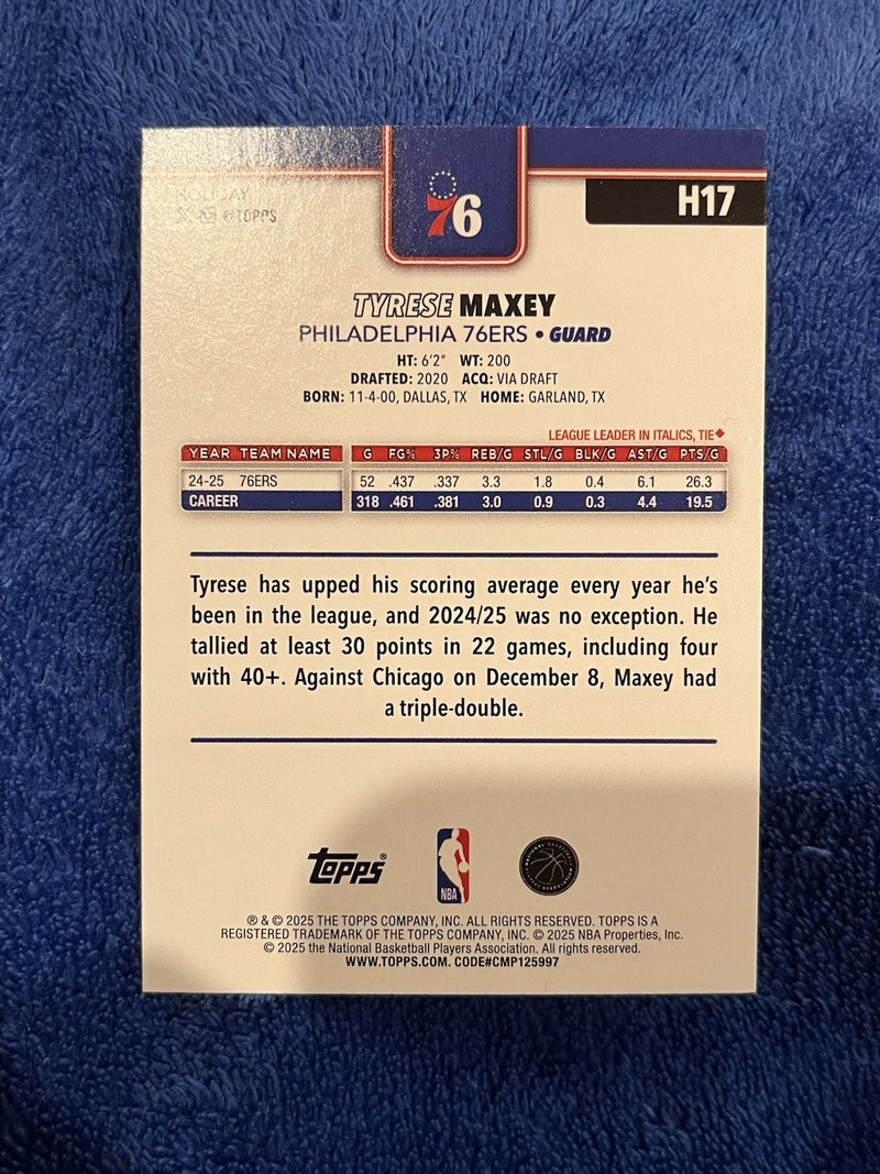 Topps Tyrese Maxey Insert H17 Topps Philadelphia 76ers 2024 25 Basketball2